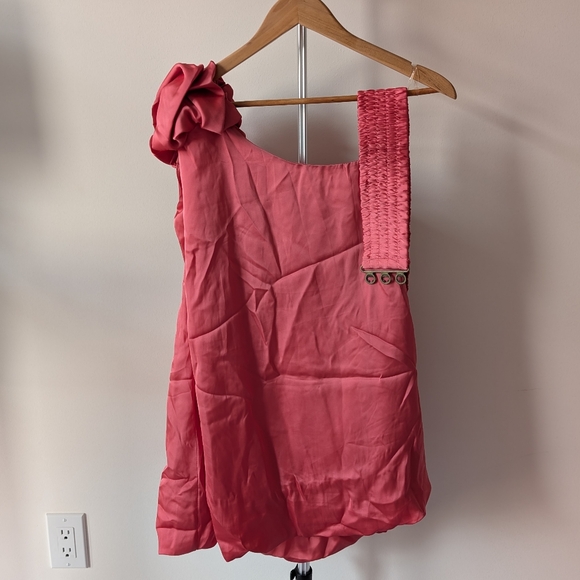 🌸 EUC Seductions Pink One Shoulder Floral Mini Dress 🌸 - Picture 3 of 5